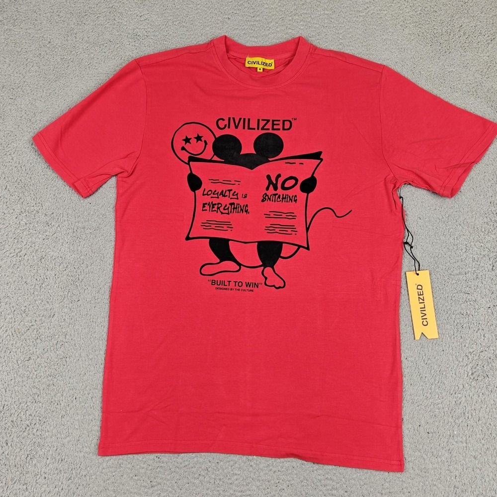 CivilizeD Shirt Mens Medium Red No Snitching Loyalty‎ Graphic Tee New Streetwear